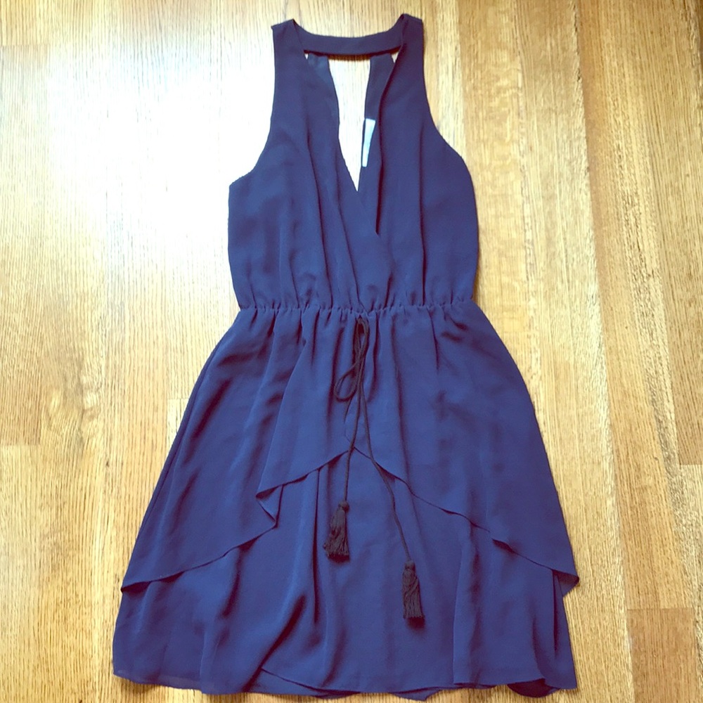 Bcbgeneration Blue Ruffled Tie Front Sundress - image 1